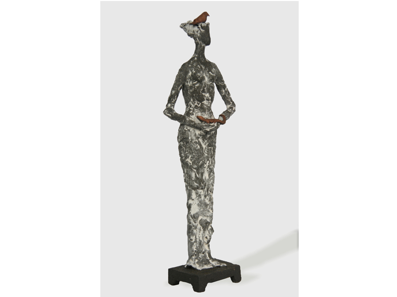  | LADY & THE LIZZARD | W13 X D7 X H42 stoneware liquid copper 